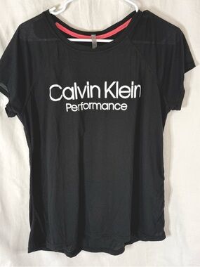 Calvin Klein Performance Women's Black with White Logo T-shirt — Size Large